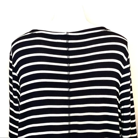 Caslon black and white striped 3/4 sleeve tunic top size L - Picture 8 of 14